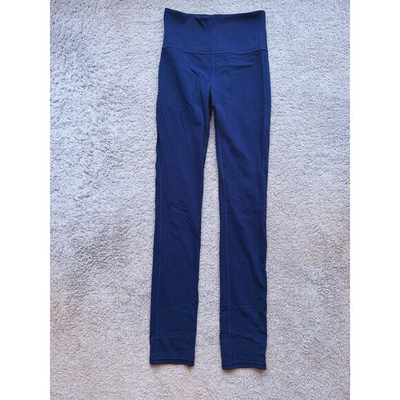 Athleta Studio Rib Skinny Pants Leggings Navy Blue Stretch Small Tall Athleisure - Picture 3 of 5